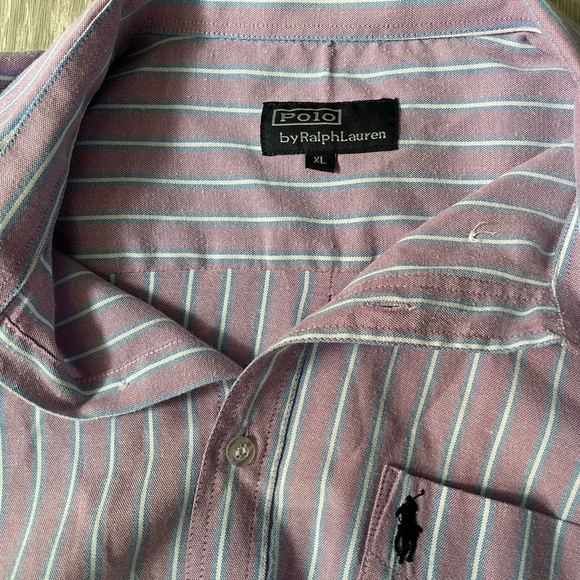 Ralph Lauren Pink and Blue Striped Button Down Shirt - Picture 3 of 3